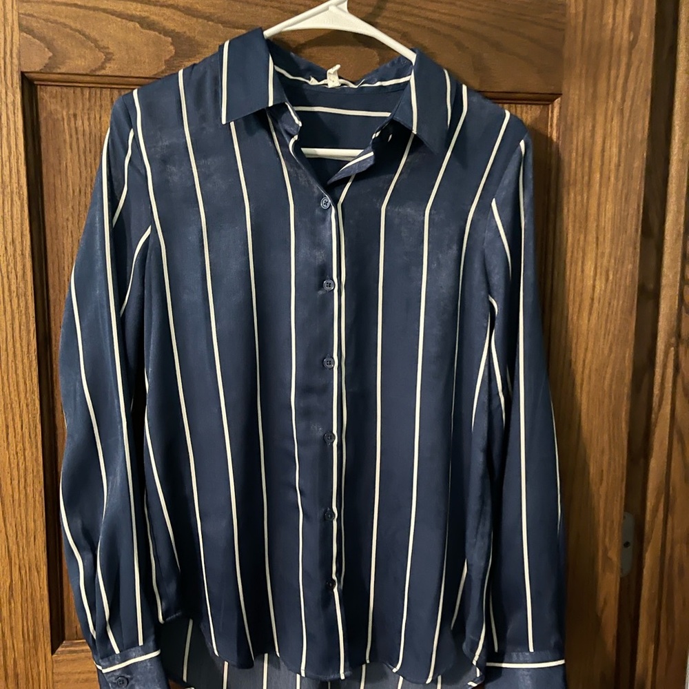 Maurices Blue and White Striped Blouse